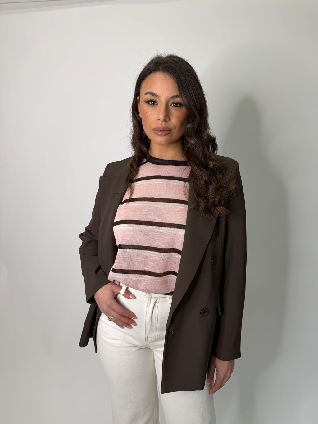 Maglia semi velata a righe