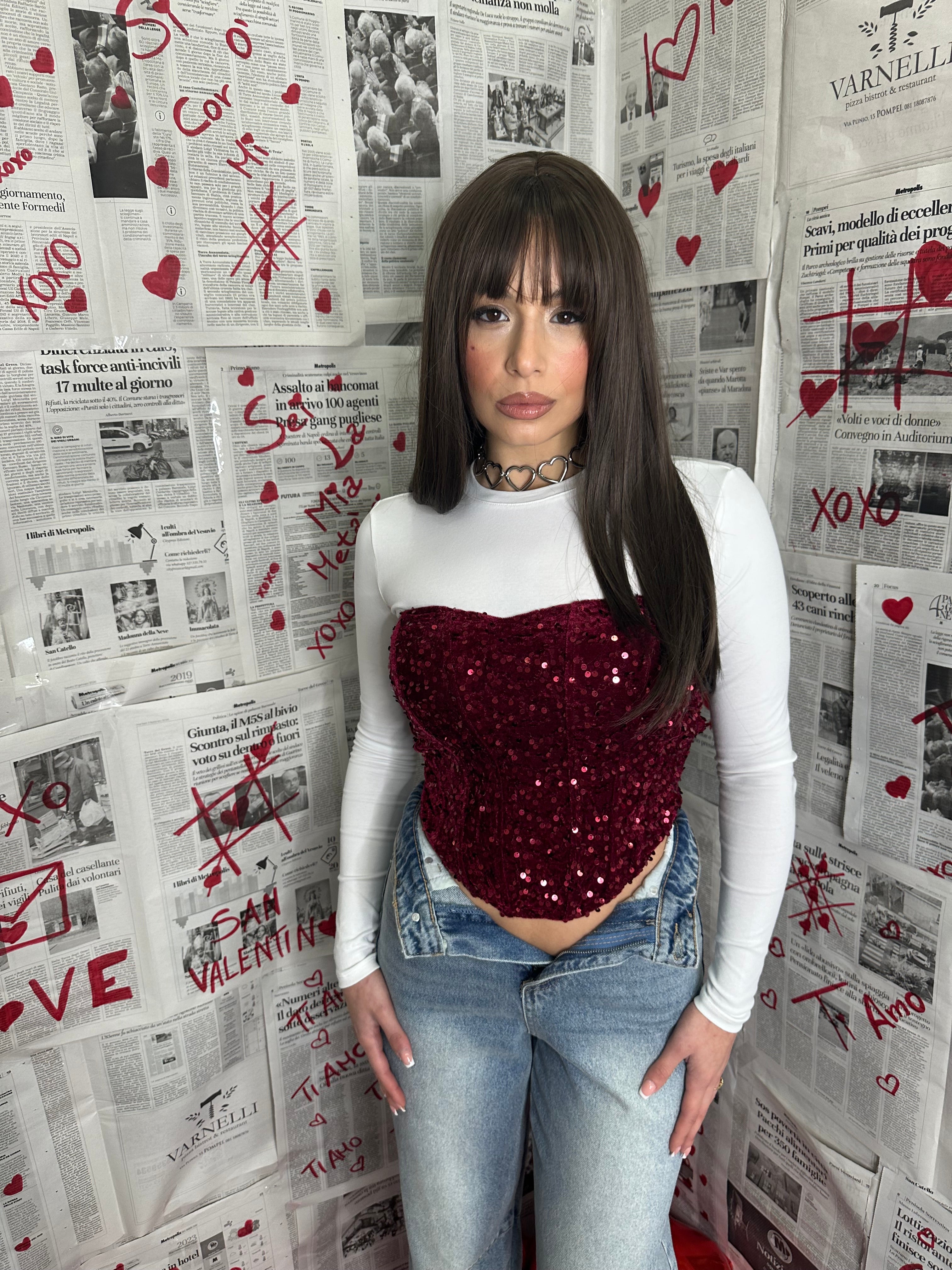 Corpetto paillettes bordeaux