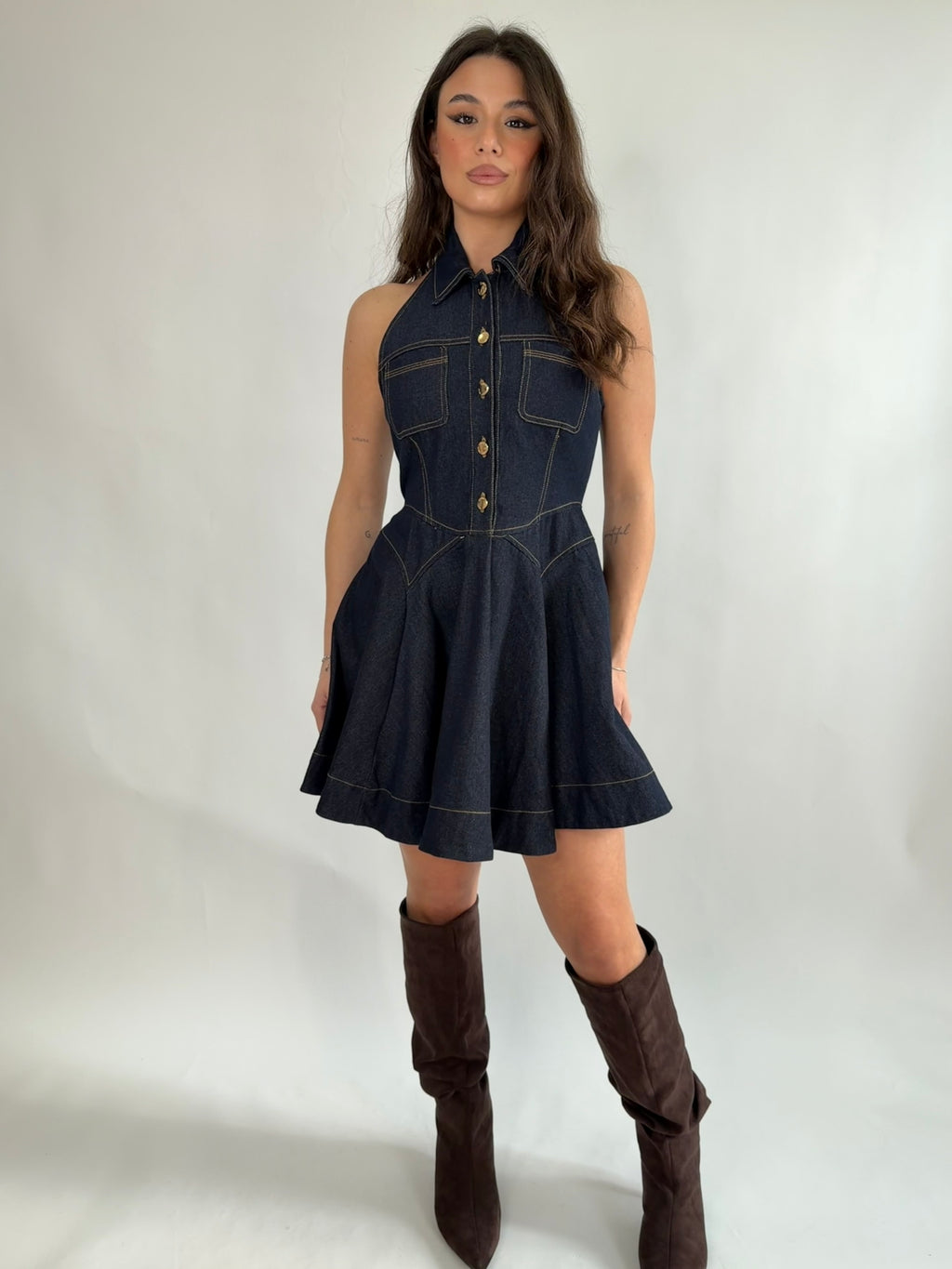 Vestito denim scuro