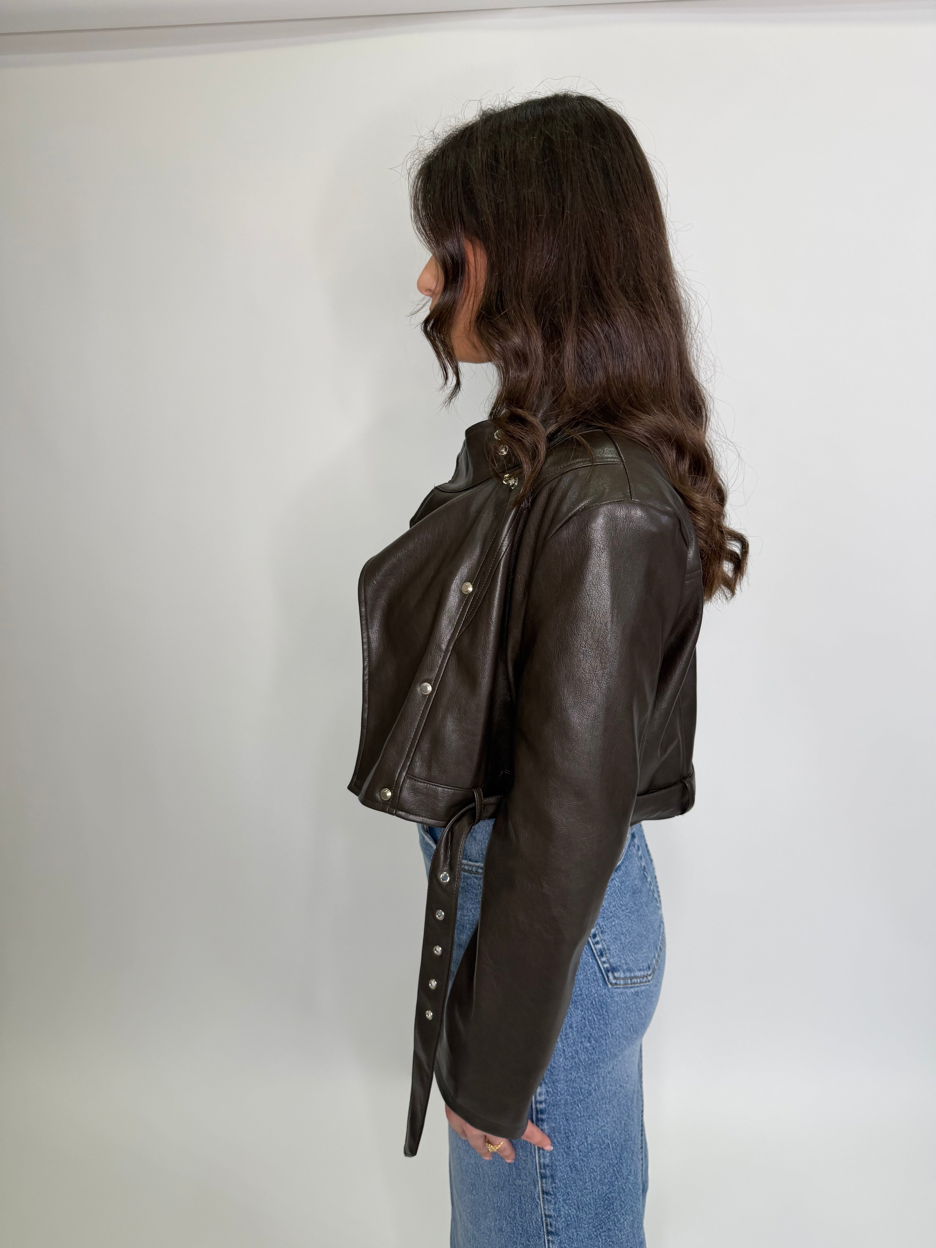 Giacca simil pelle marrone 9021