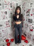 Jeans wide leg grigio