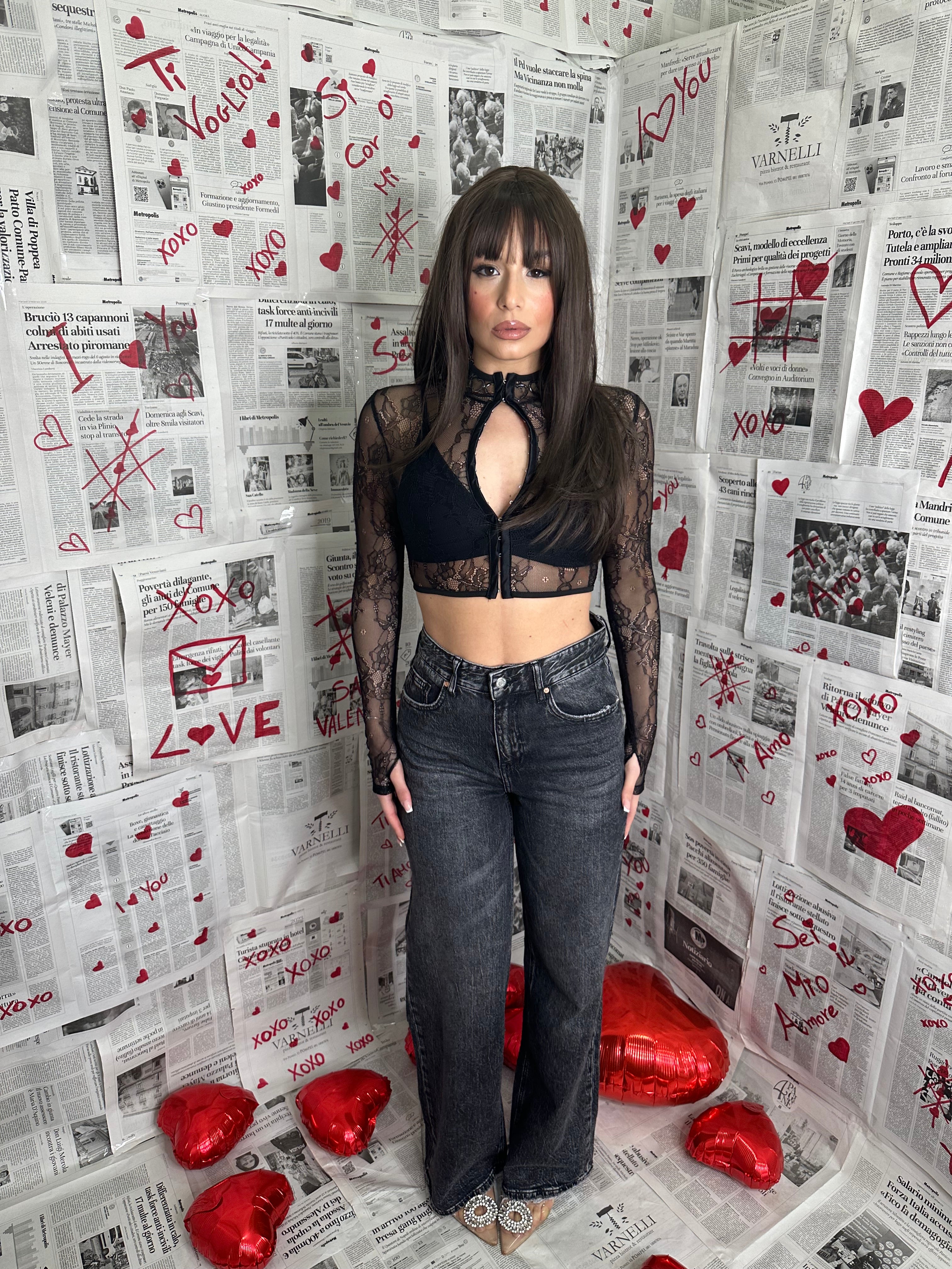 Jeans wide leg grigio