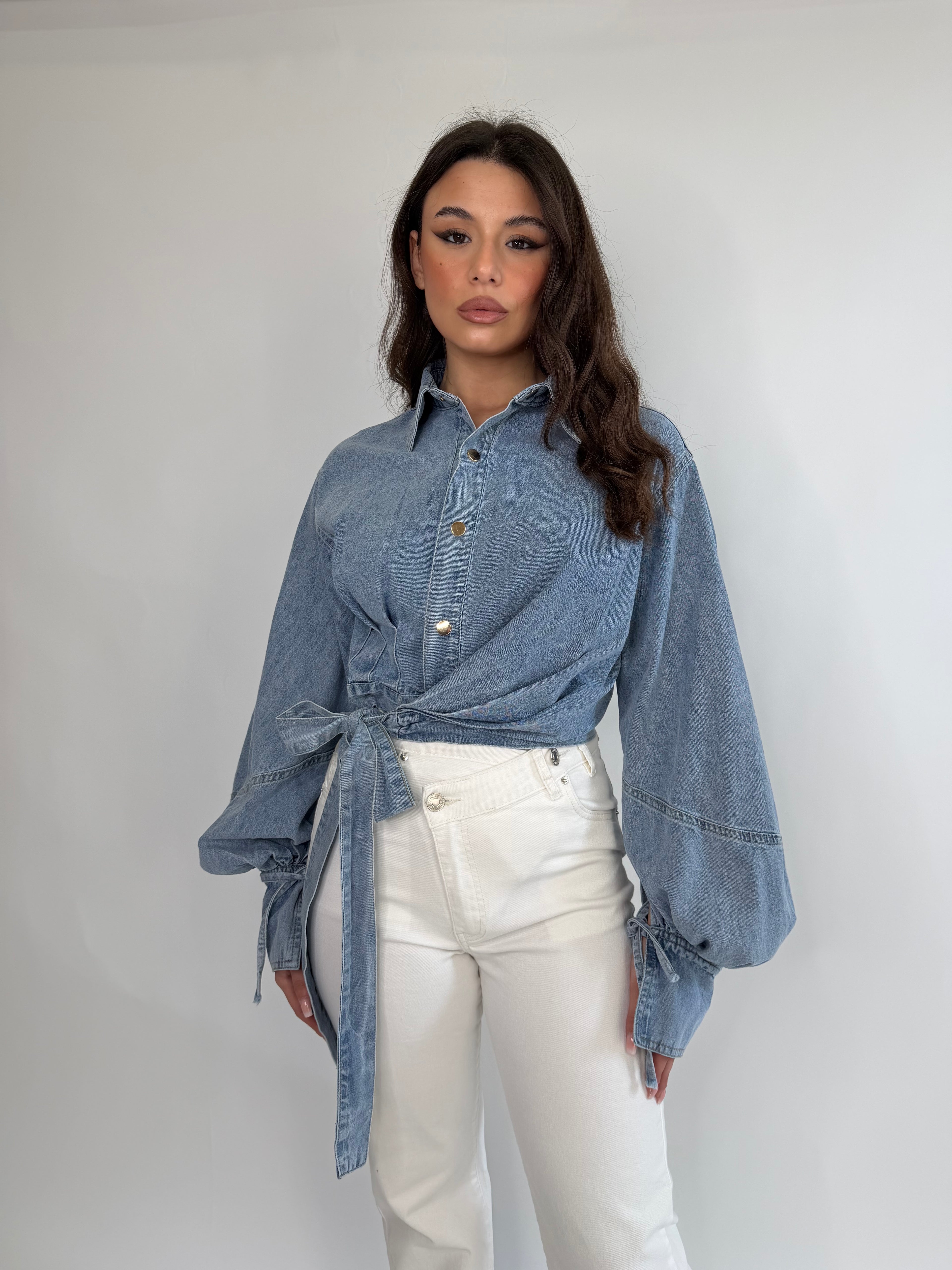 Camicia denim fiocco