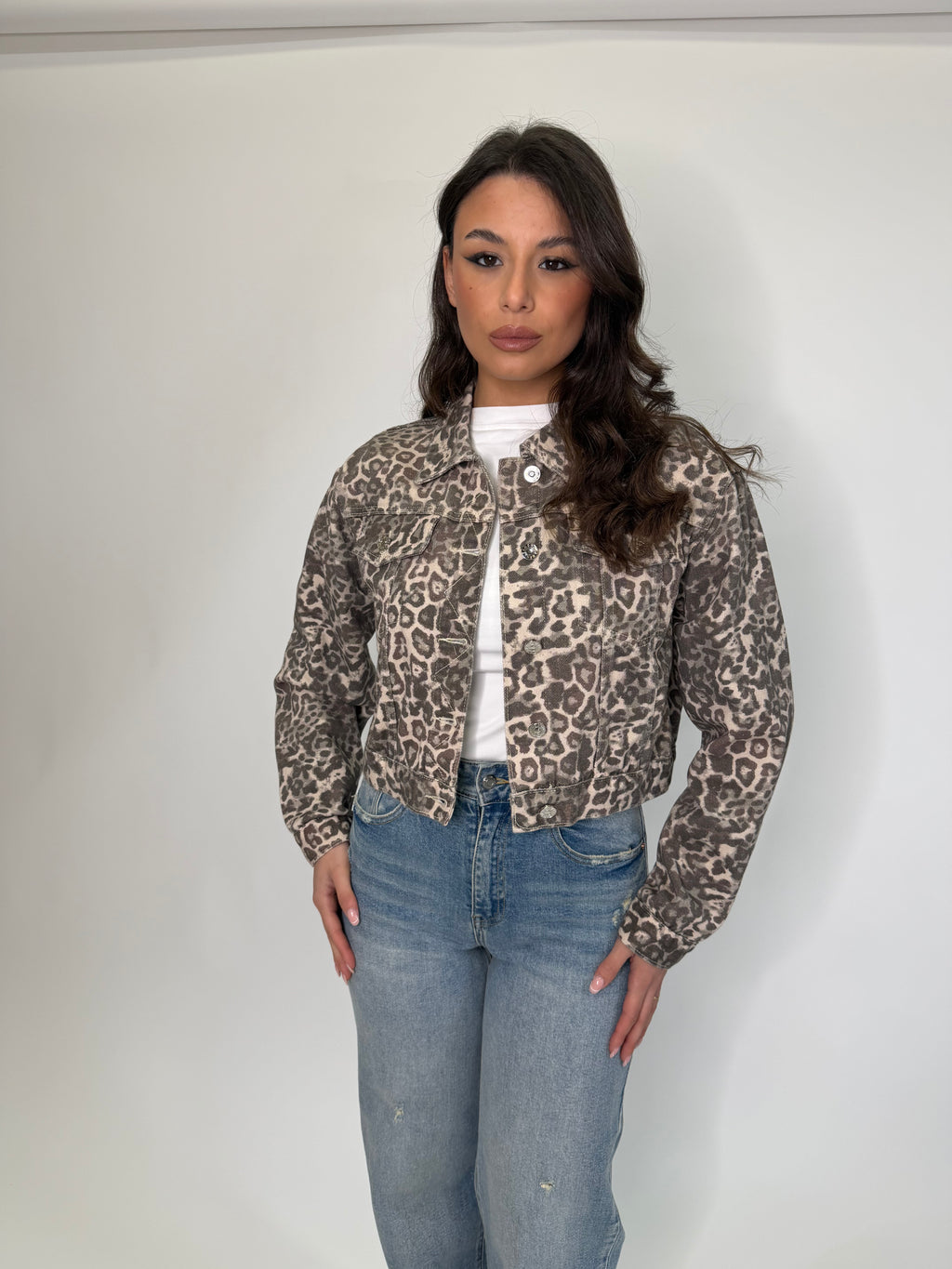 Giacca di jeans Leopard