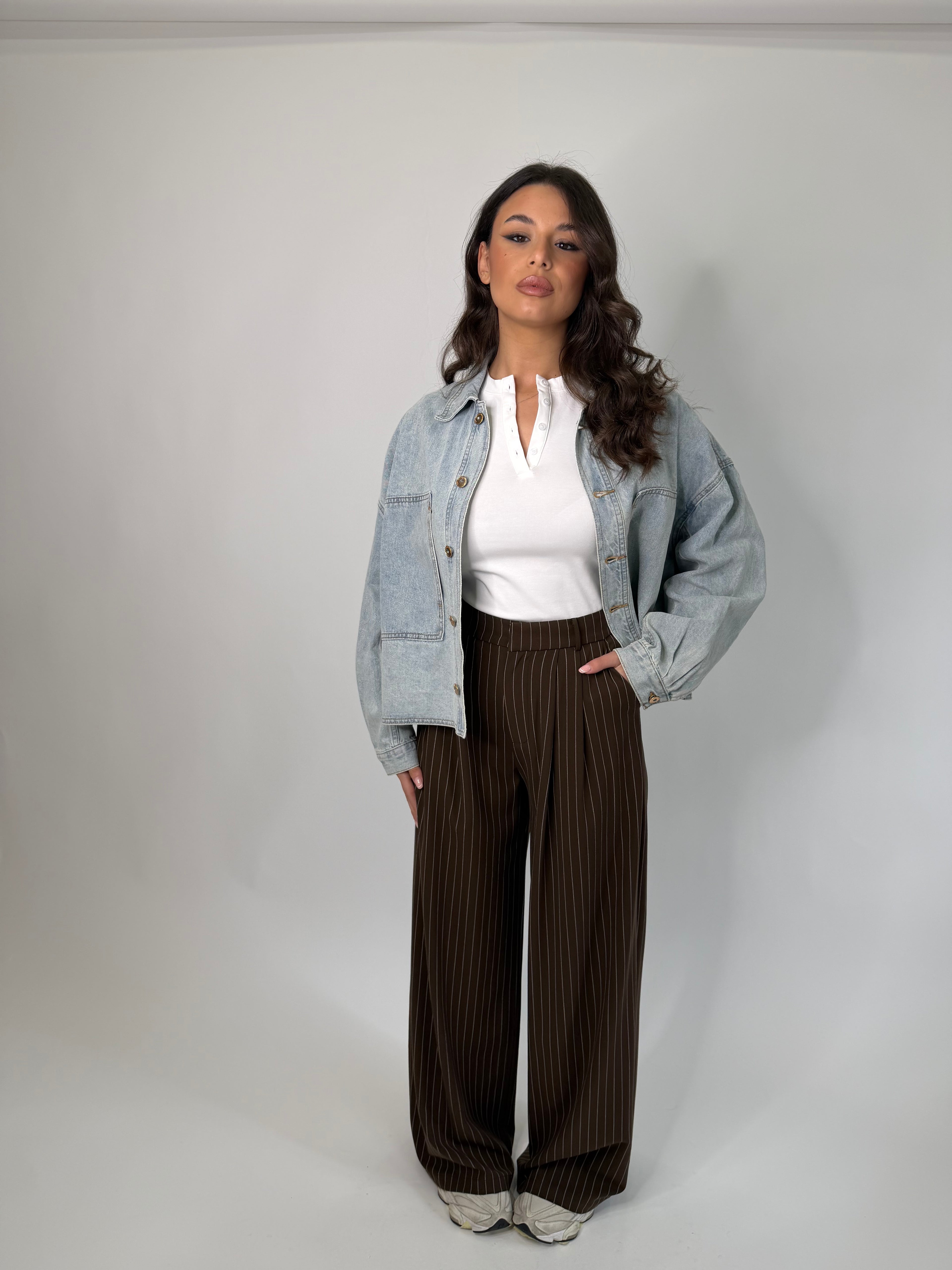 Pantaloni gessati Lumina