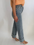 Jeans wide leg con risvolto