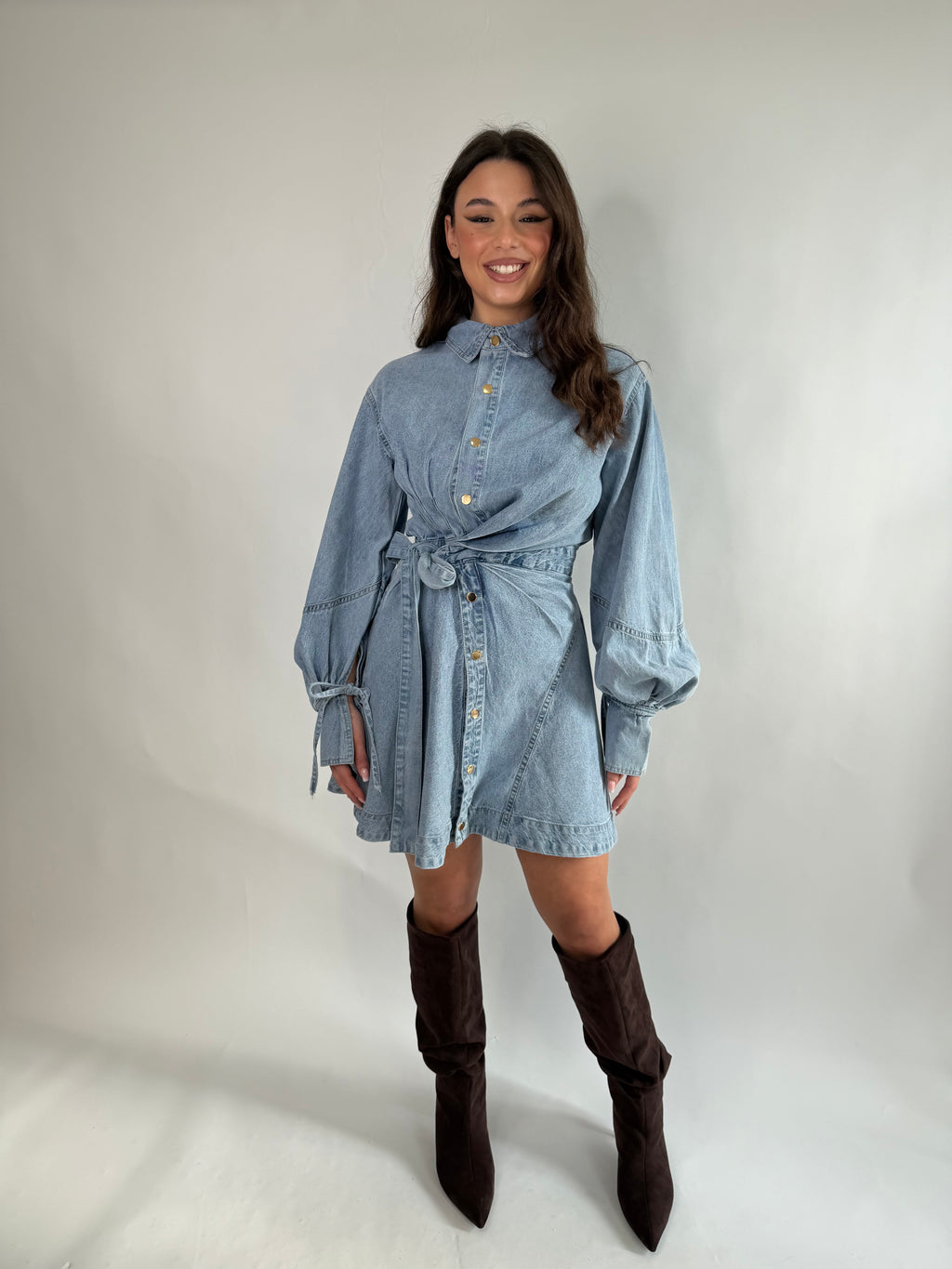 Vestito denim fiocco
