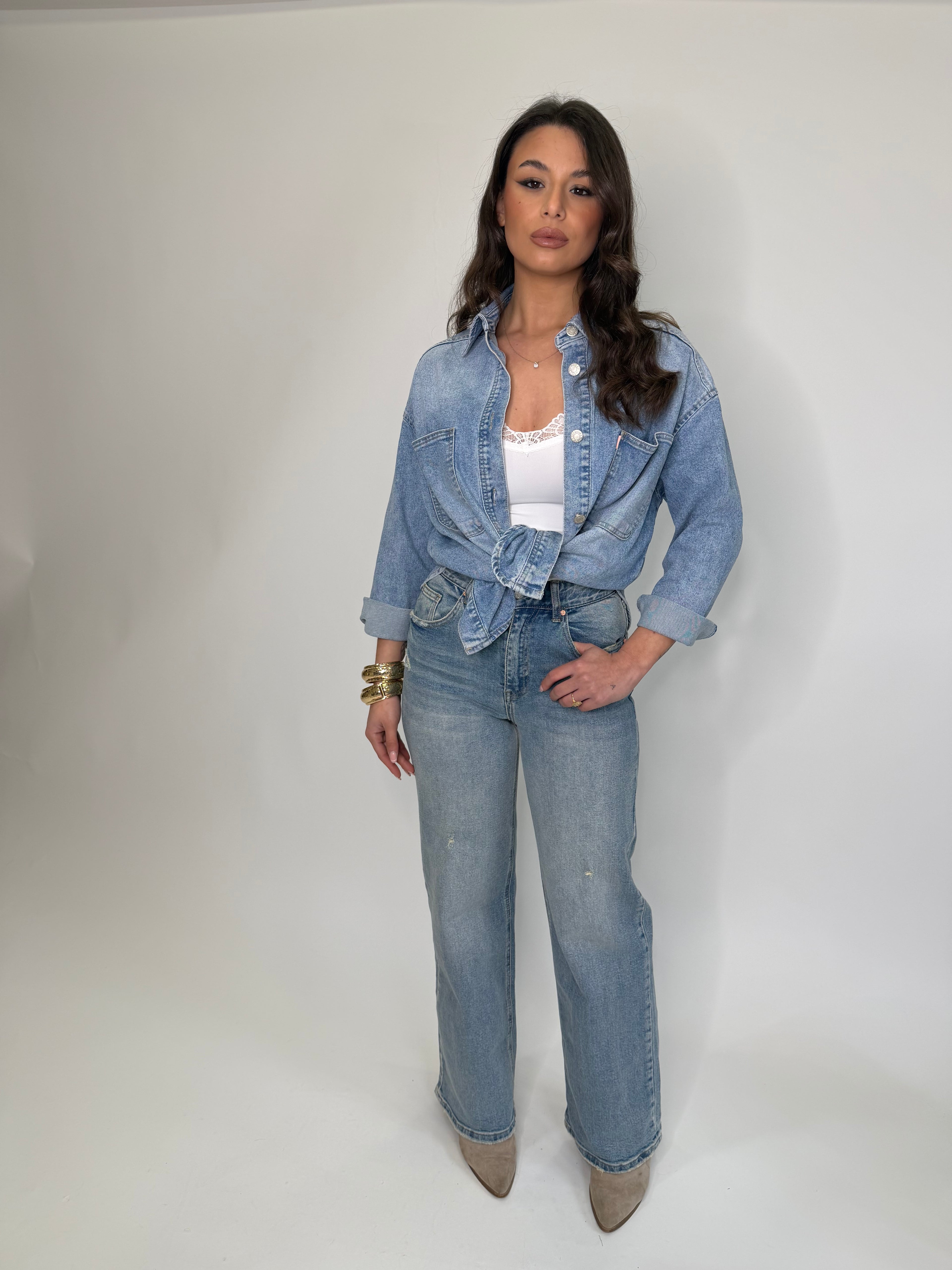 Jeans wide leg Grace denim chiaro
