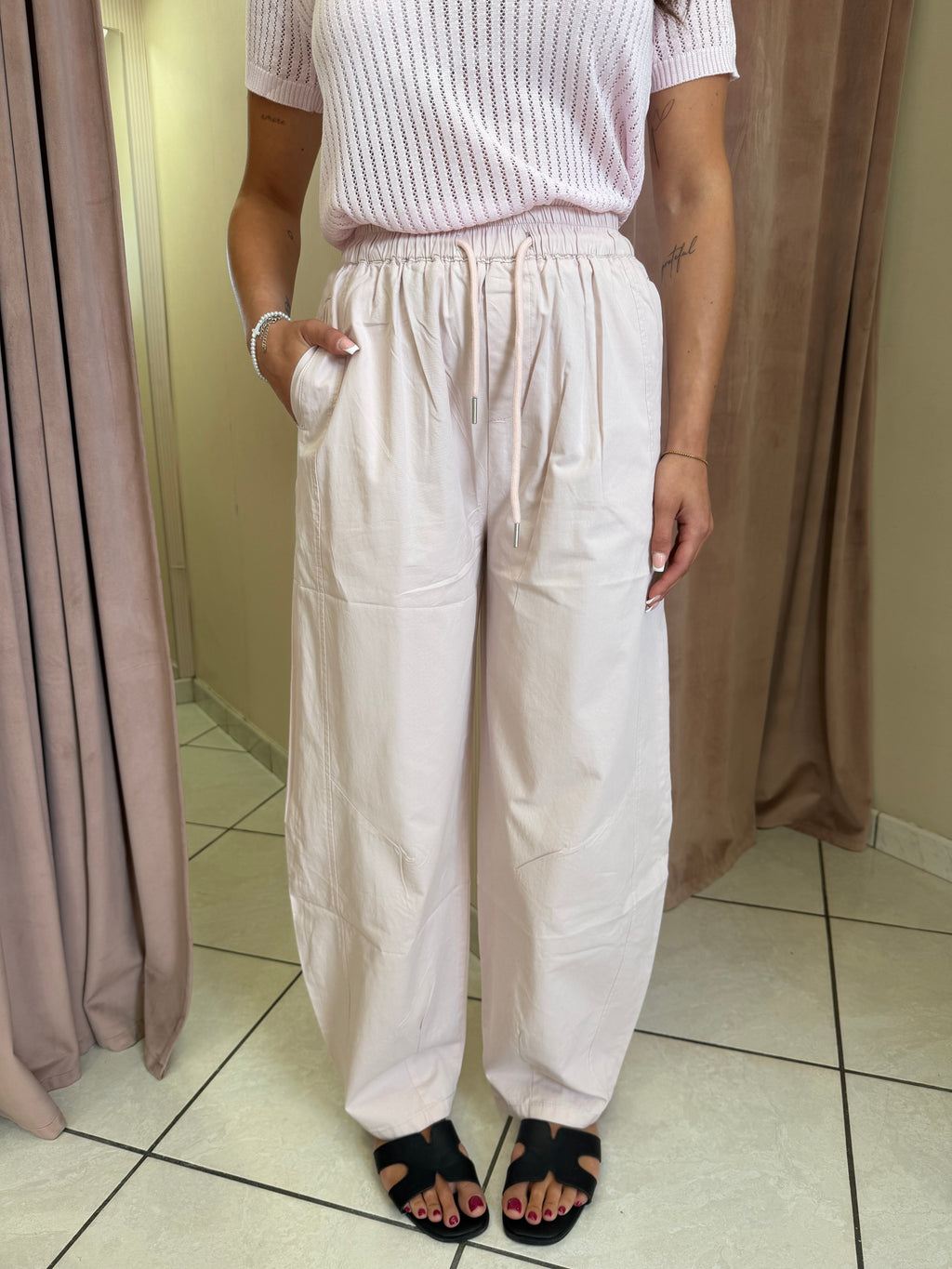 Pantaloni barrel in cotone