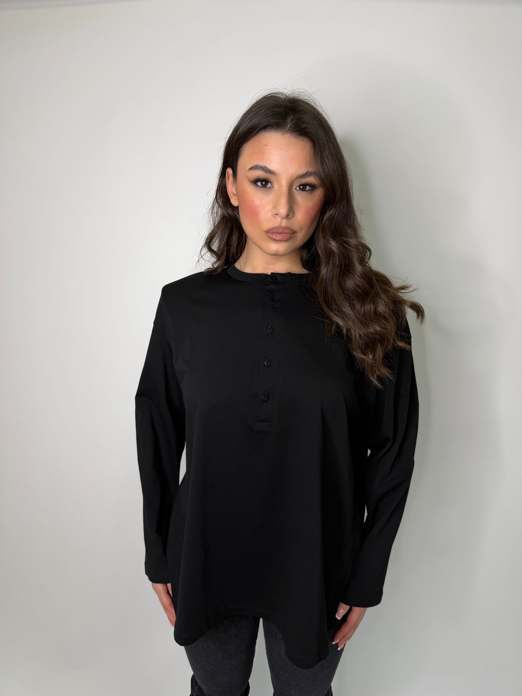 Maglia serafino longsleeve just west nero