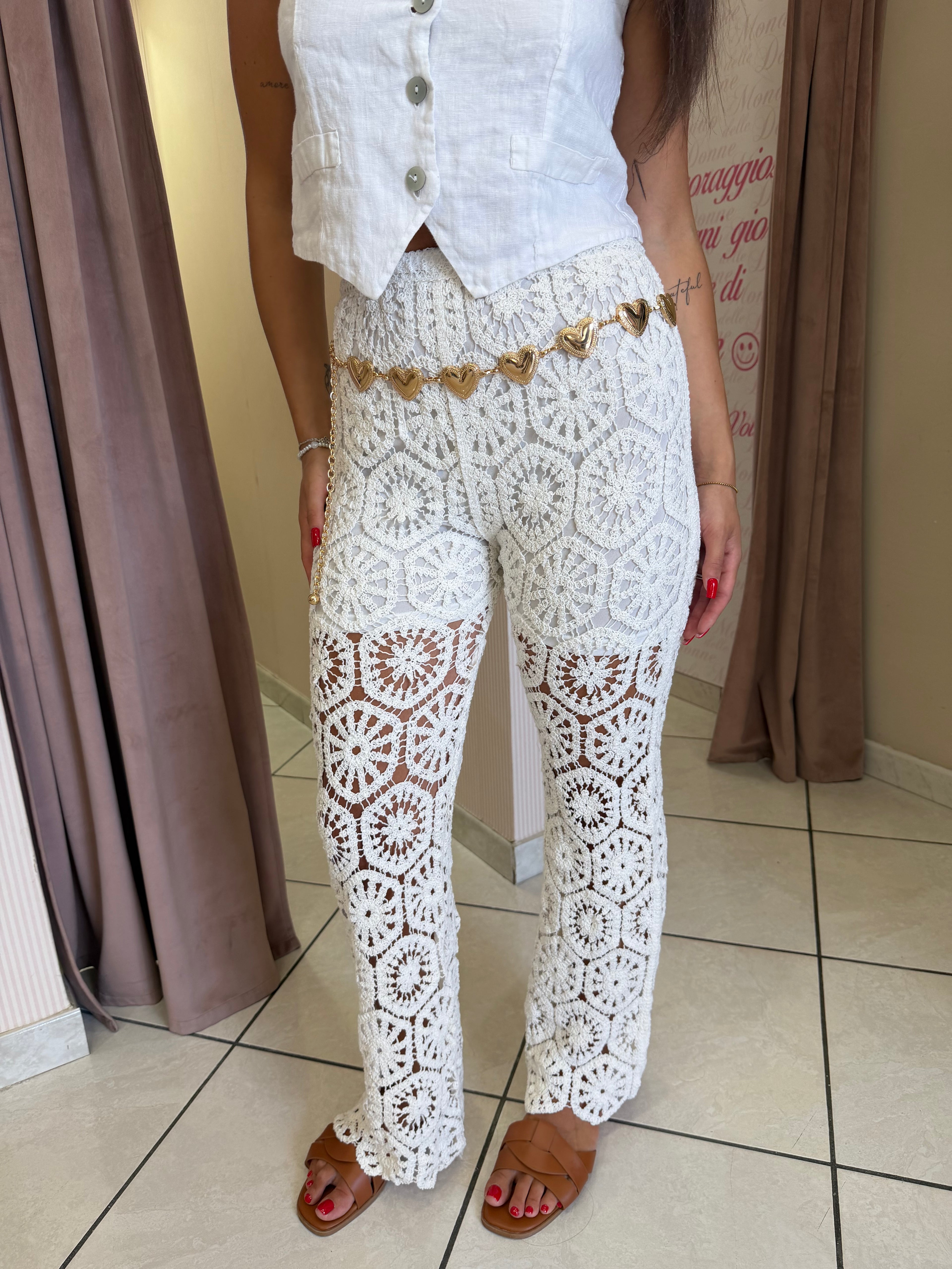Pantaloni a zampa crochet