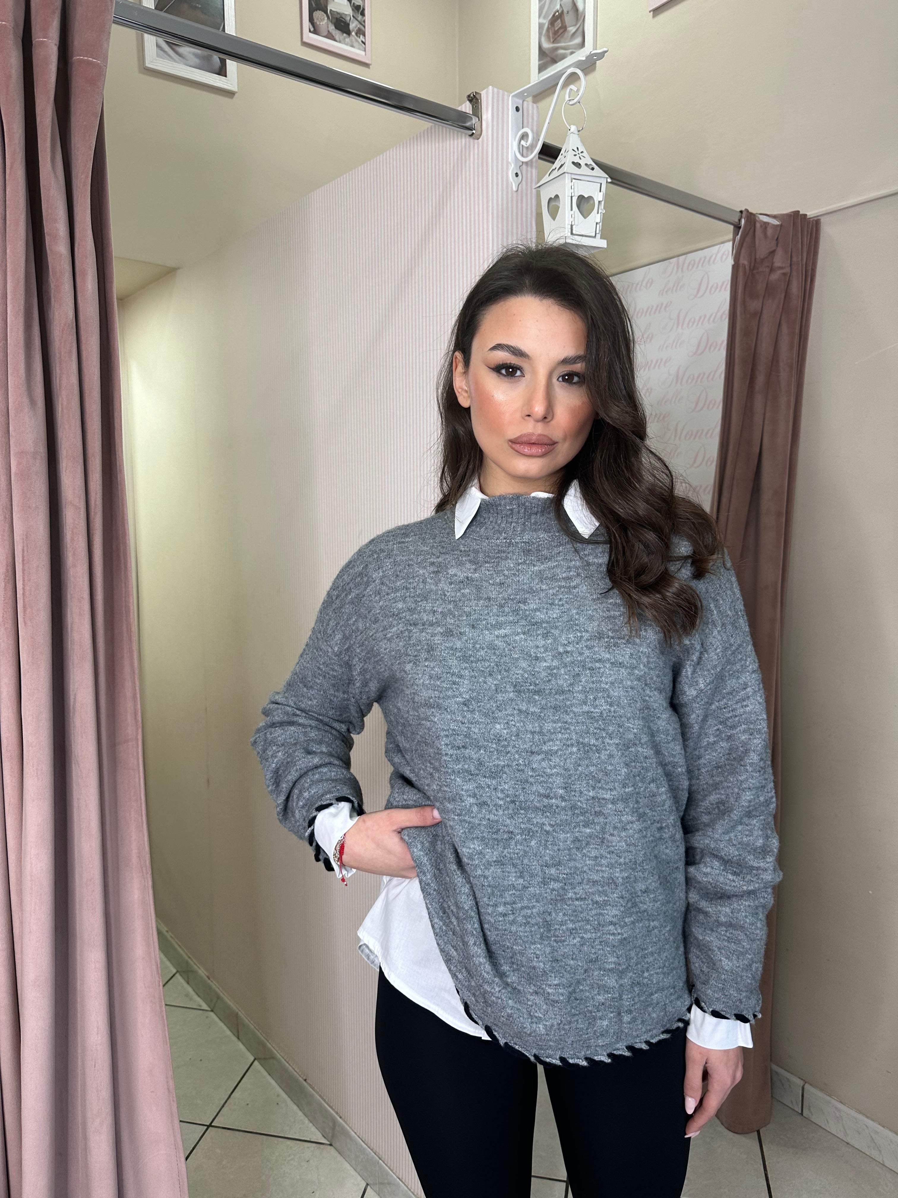 Maglione profili a constrasto