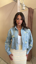Camicia di jeans con fiori