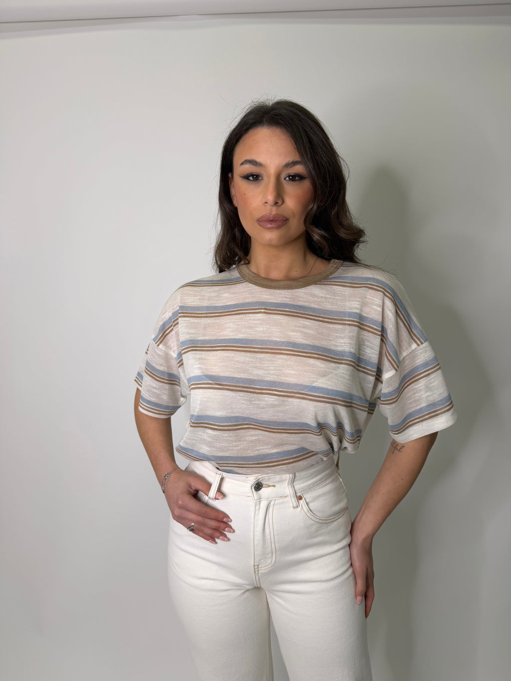 Maglia semi velata a righe