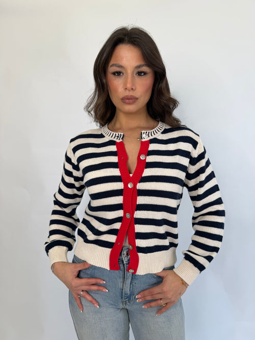 Cardigan a righe in filo