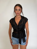 Camicia velata con fiocco