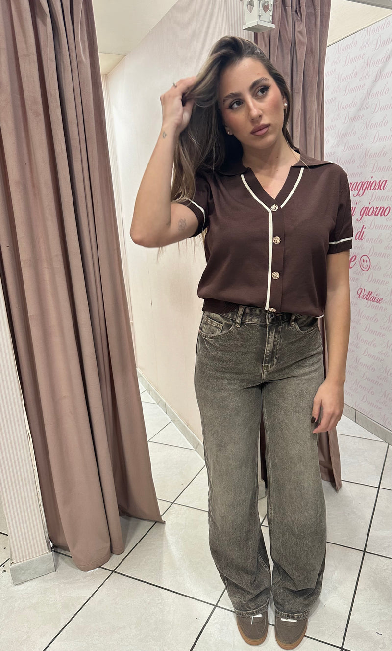 Maglia  con bottoni oro