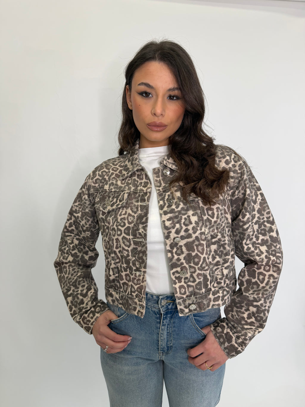 Giacca di jeans Leopard