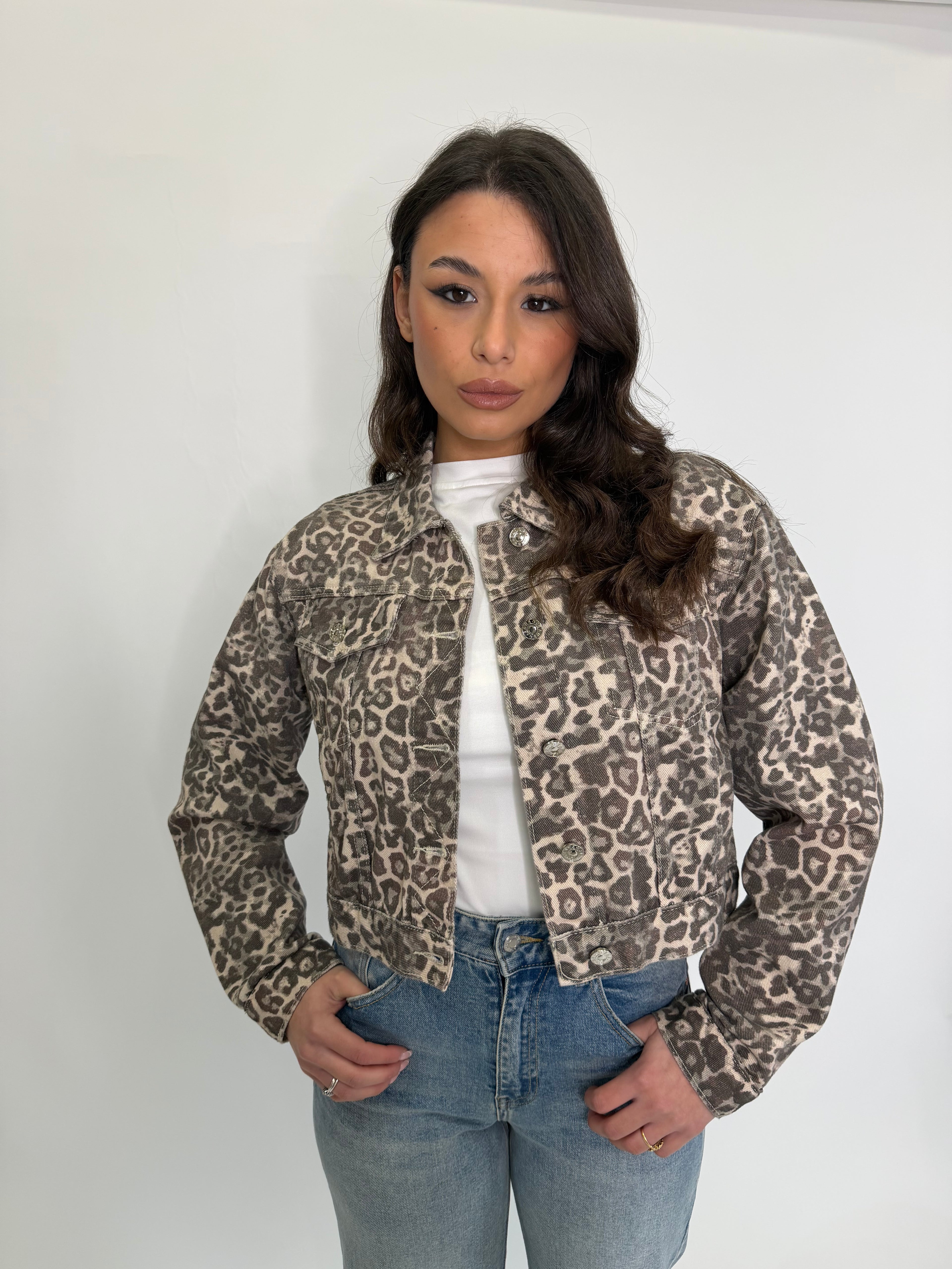 Giacca di jeans Leopard
