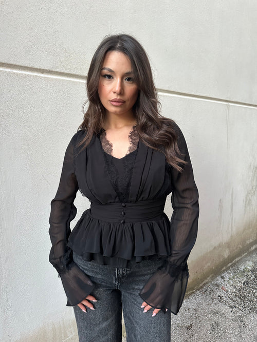 Camicia velata con pizzo