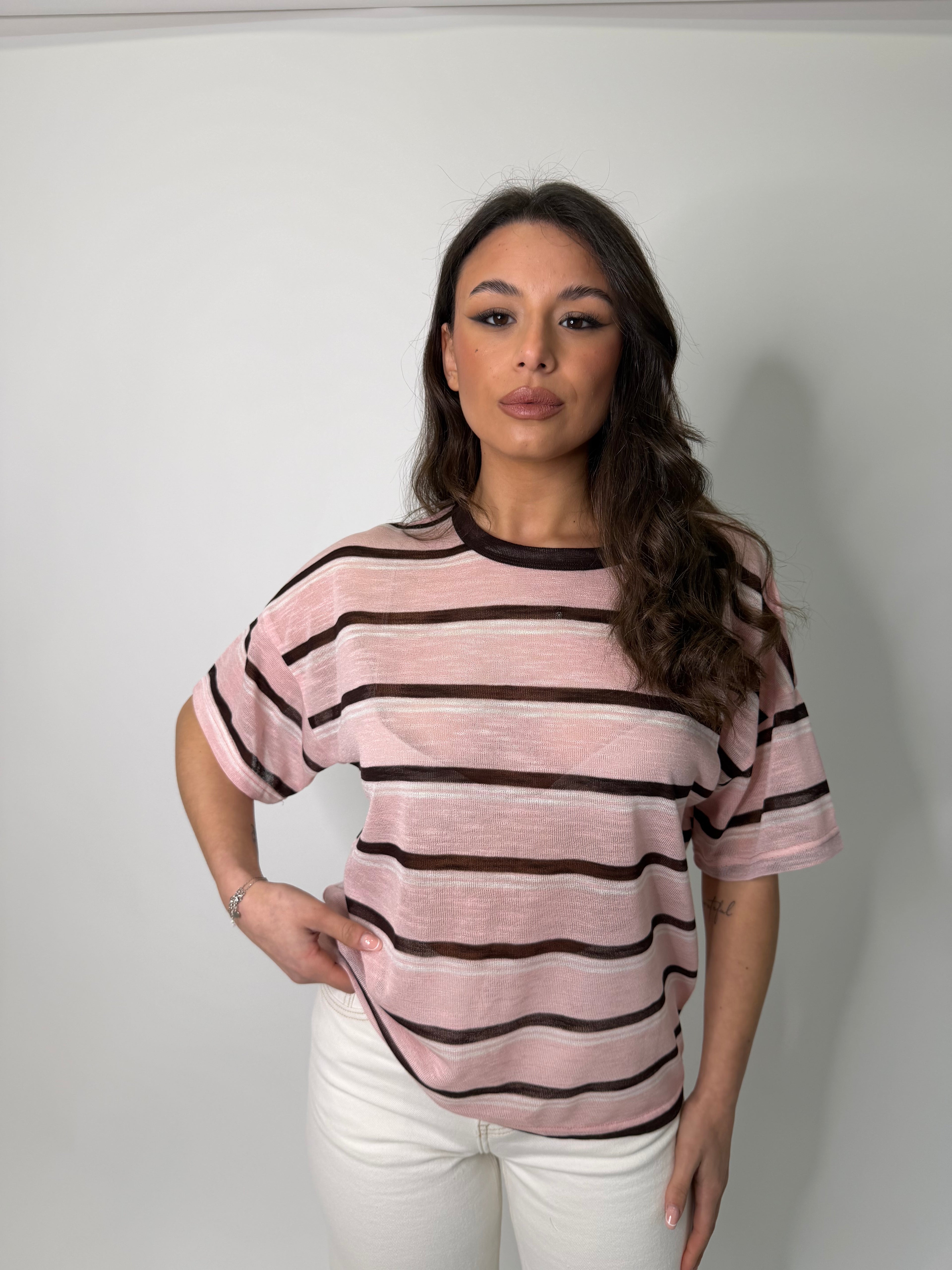 Maglia semi velata a righe