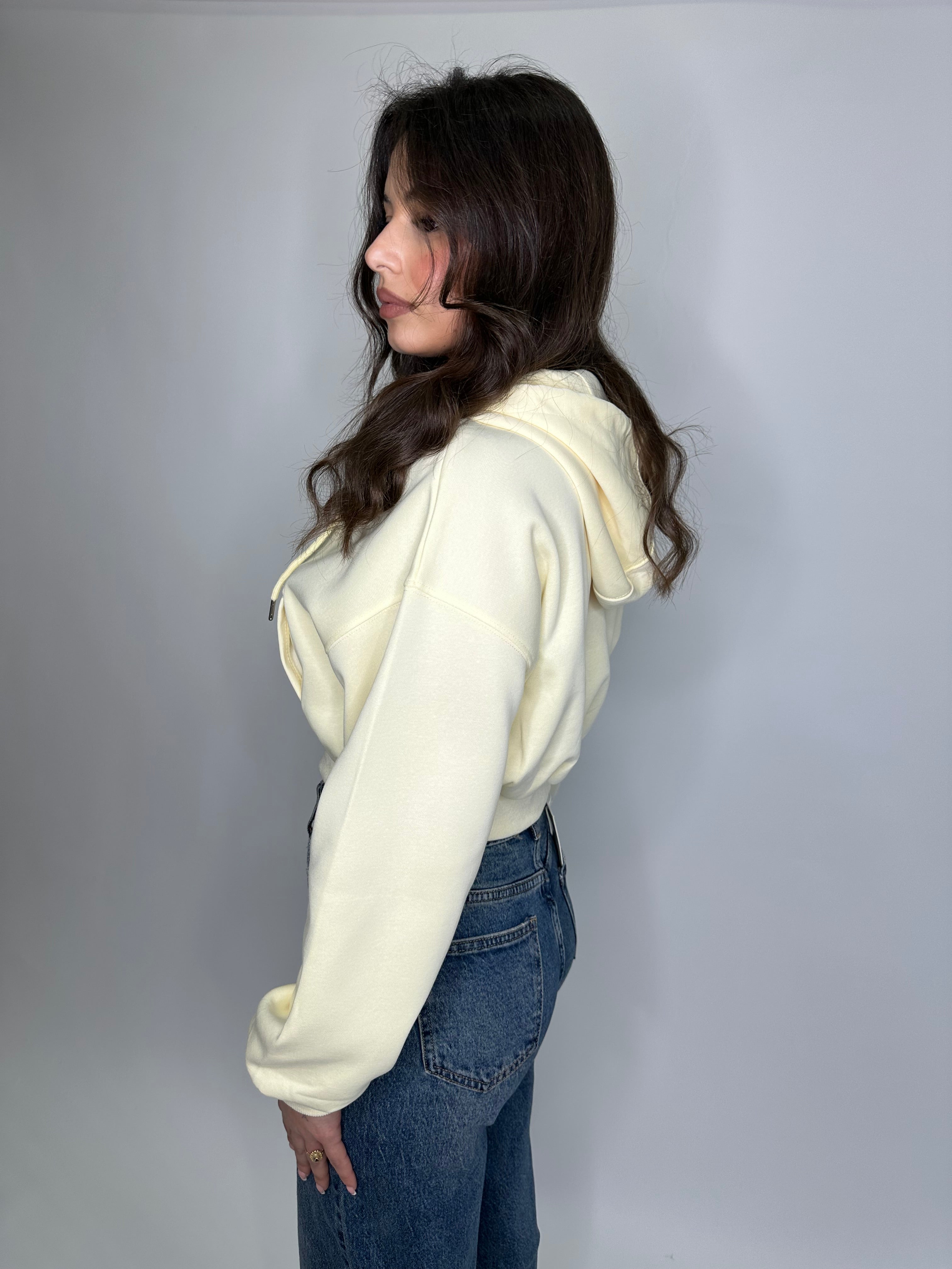 Felpa con cappuccio crop 7756