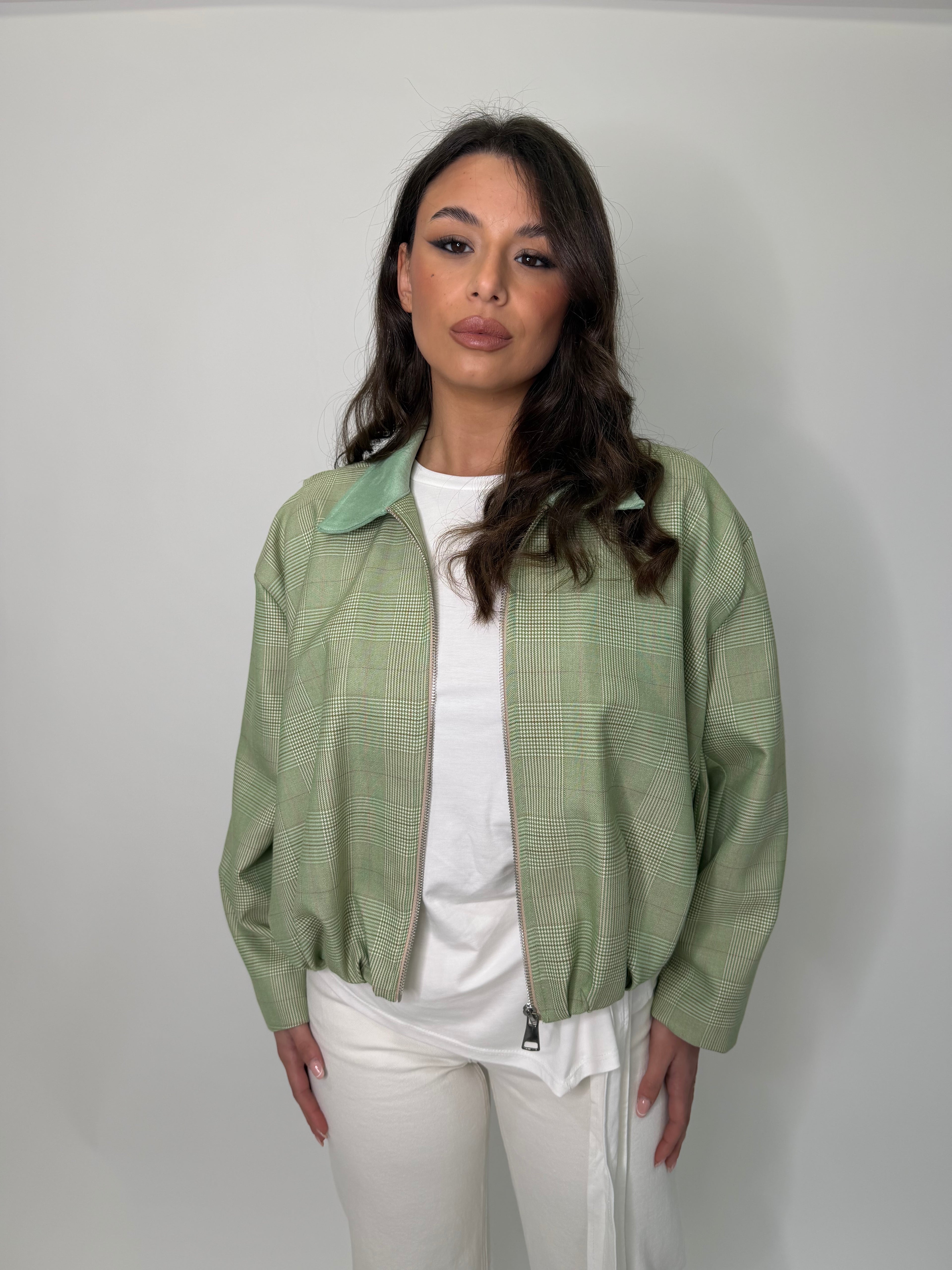 Giacca bomber Sheila a quadri verde