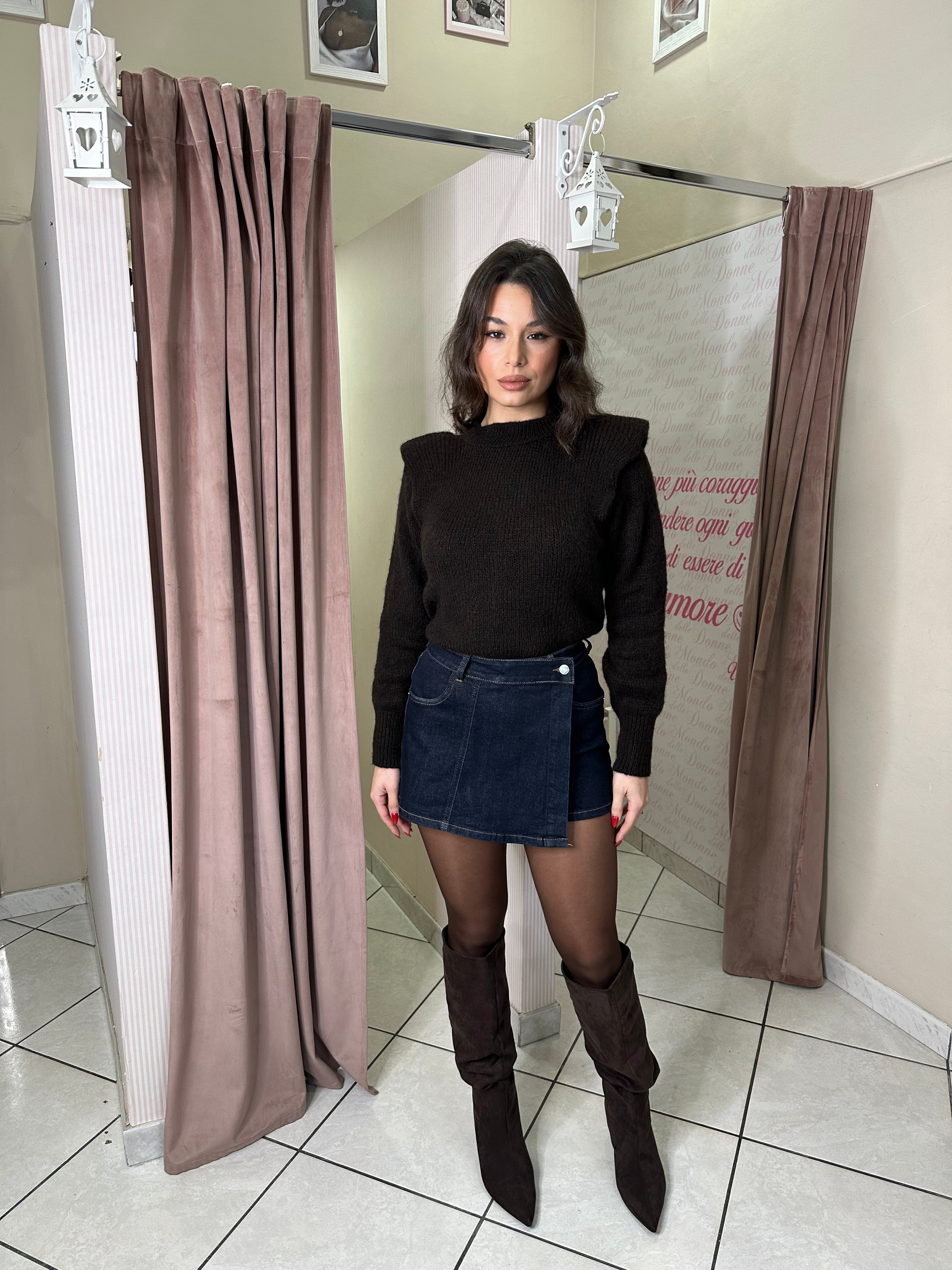 Pantalone a gonna incrociato denim