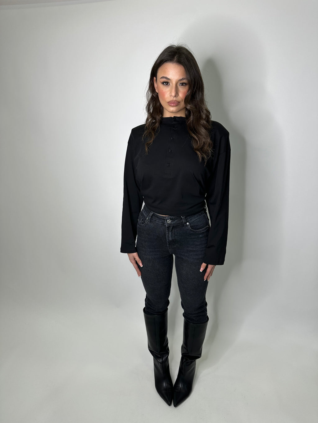 Maglia serafino longsleeve just west nero