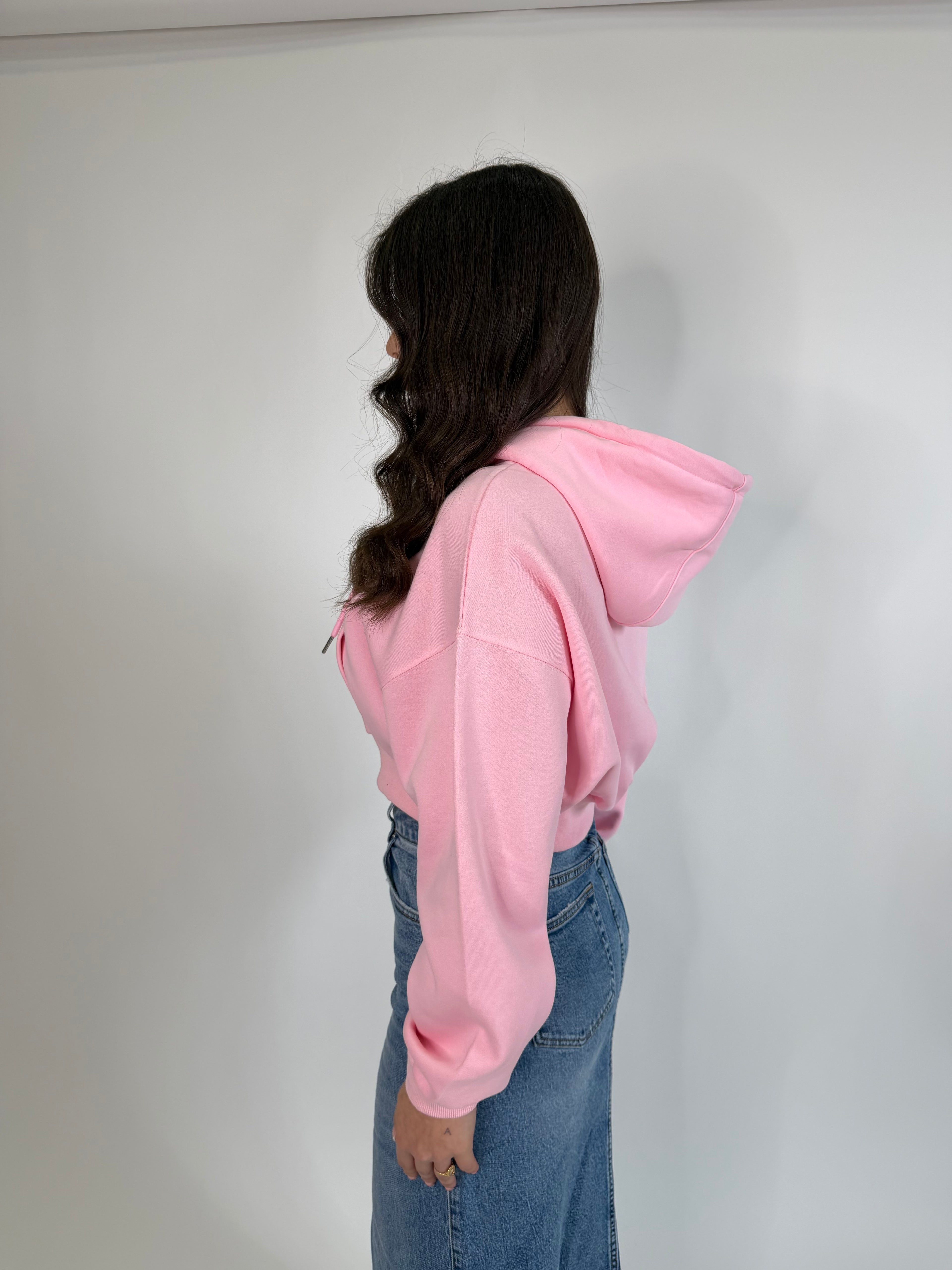 Felpa con cappuccio crop 7756