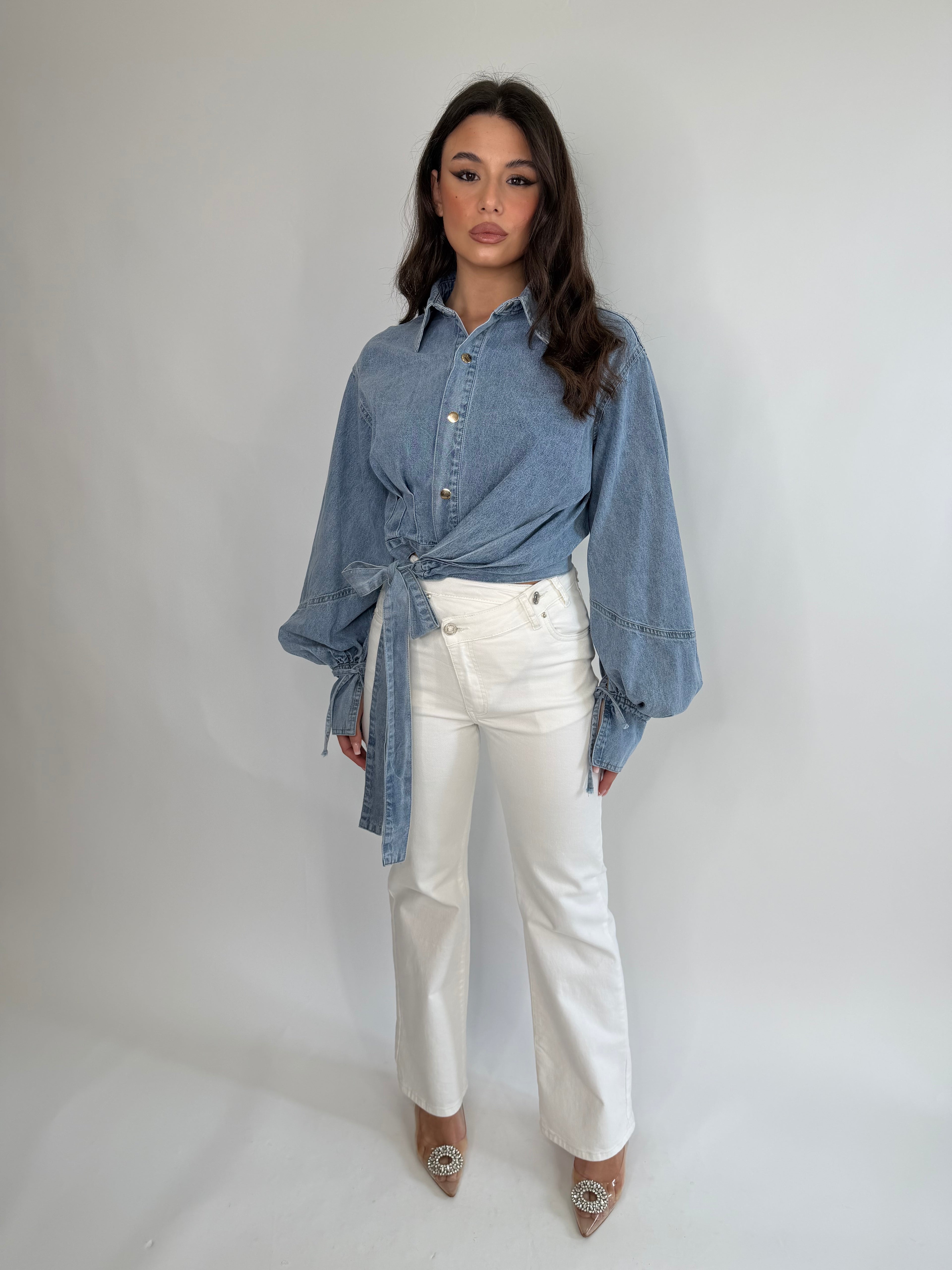 Camicia denim fiocco