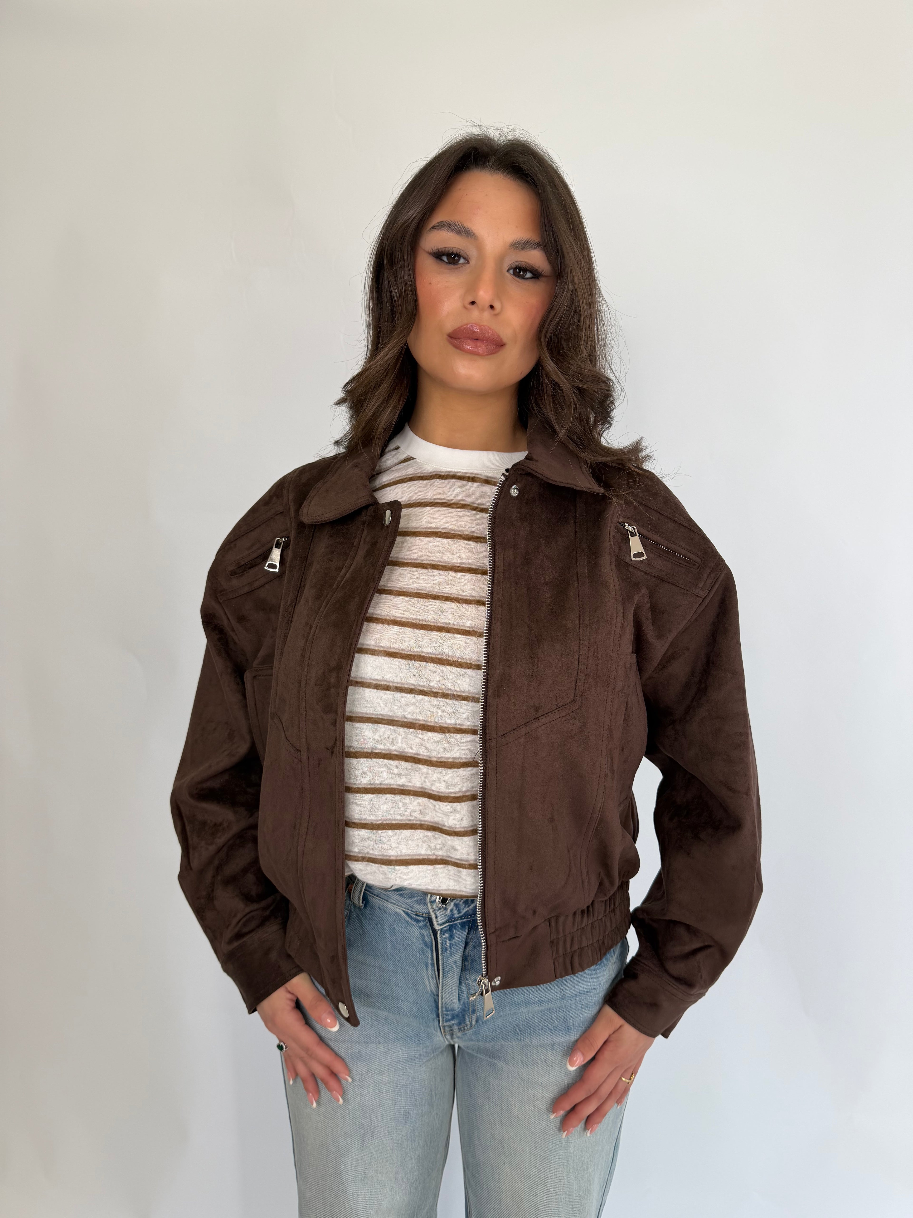 T shirt semi velata a righe