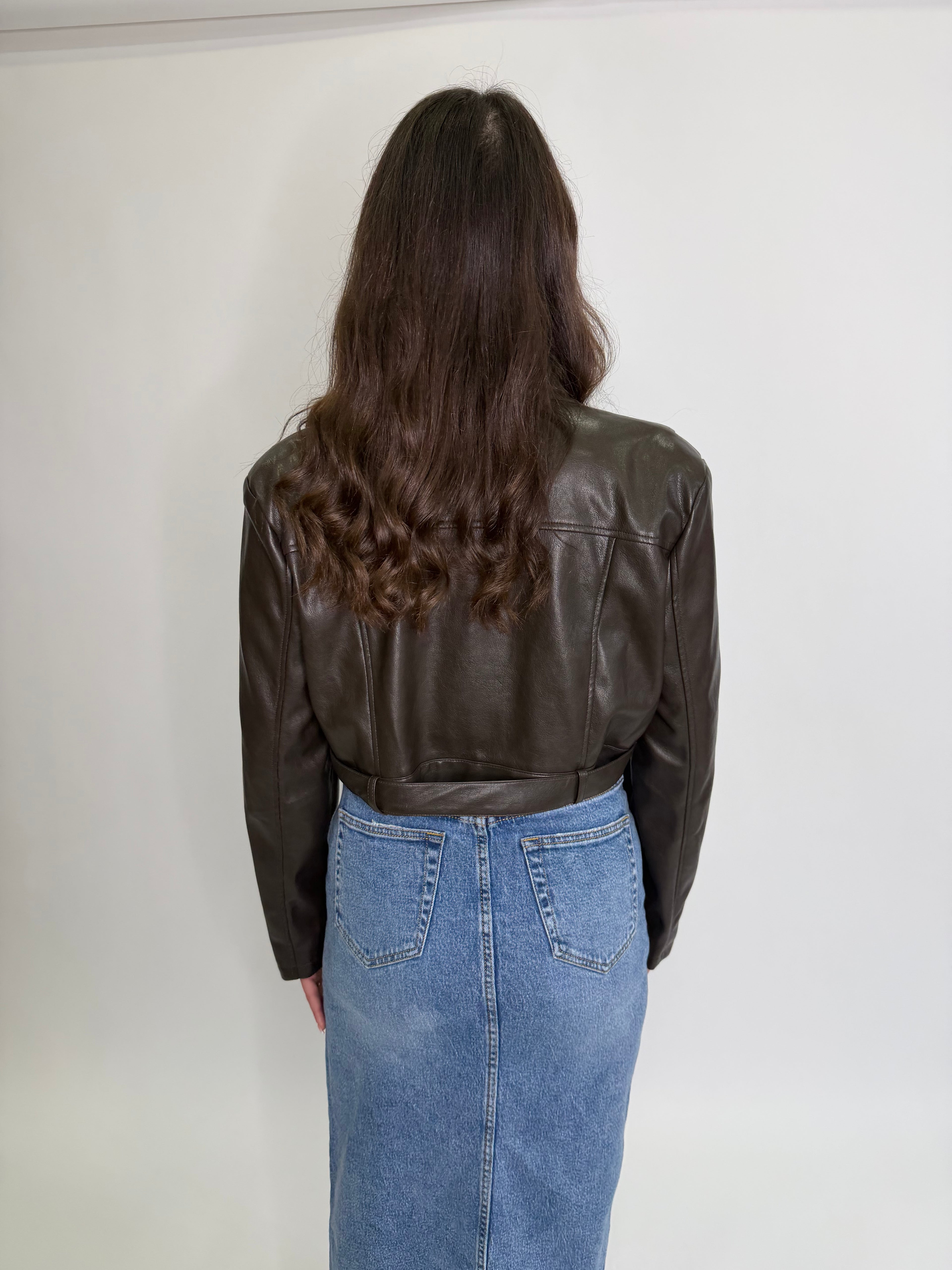 Giacca simil pelle marrone 9021